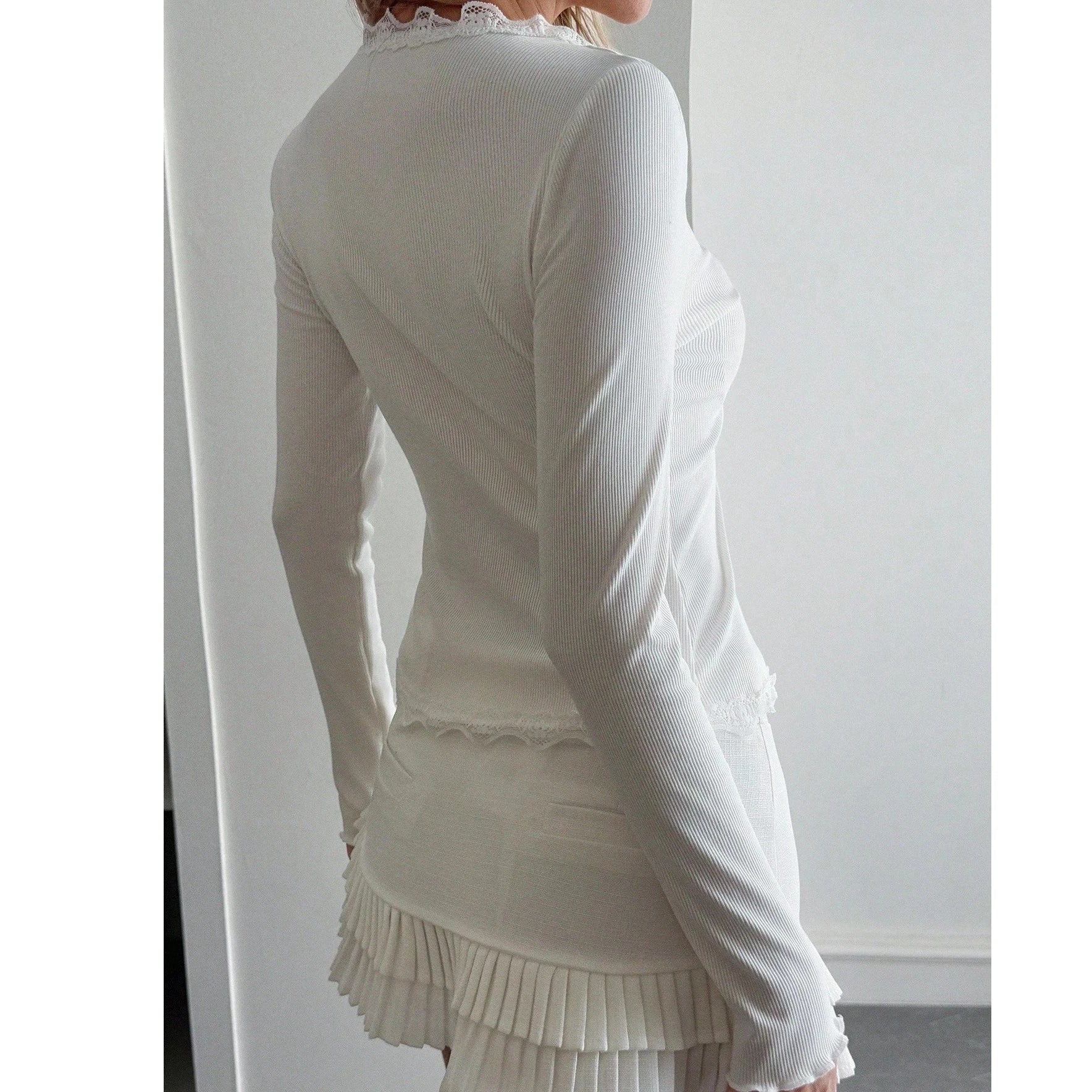 SOERA Juno Ribbed Button-Up Blouse - Tops -  White S
