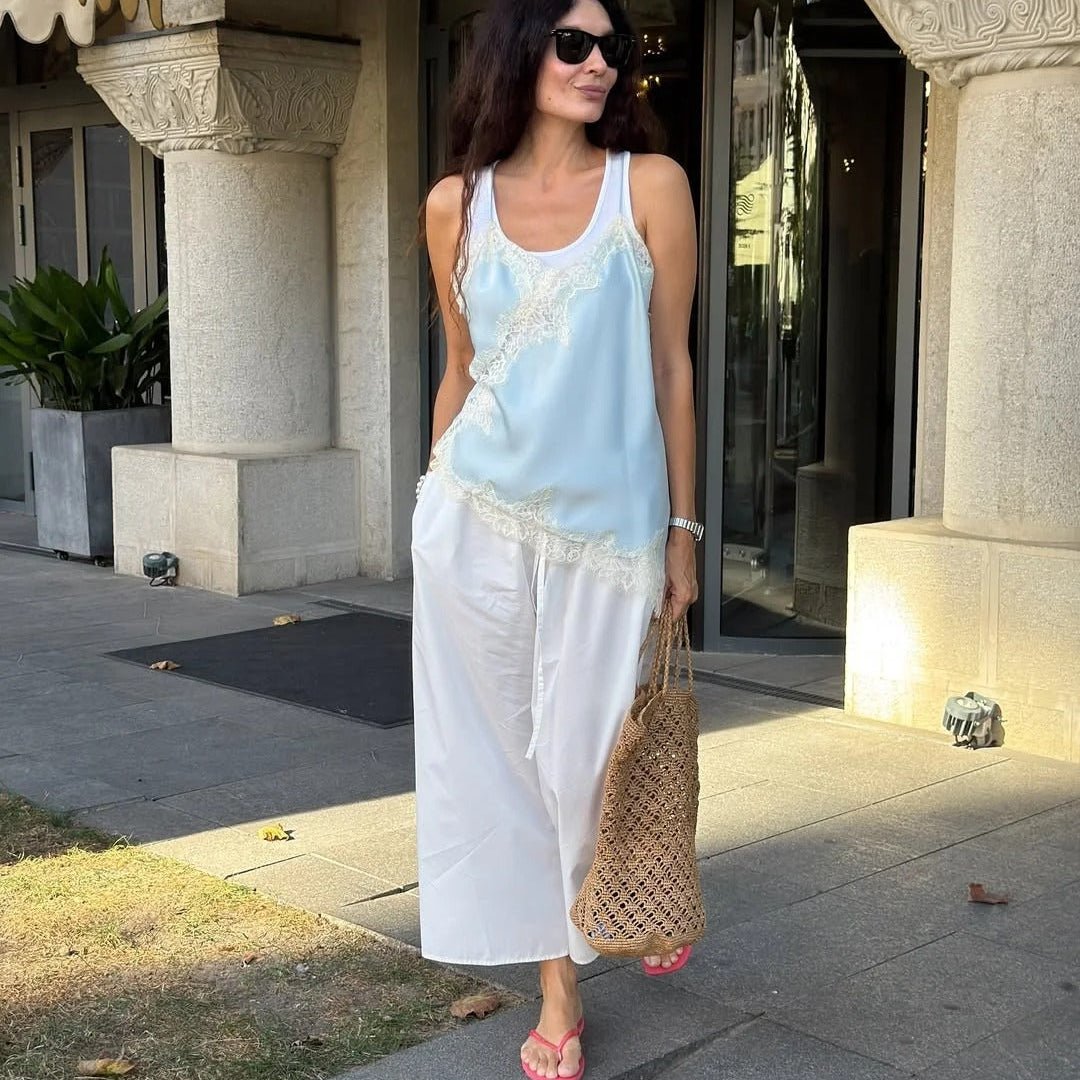 SOERA Kara Asymmetric Satin Cami Top - Tops - 1005009973435965-;aS1763048696672890429 Blue S