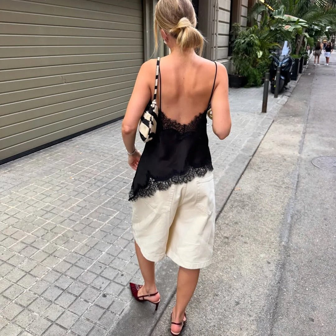 SOERA Kara Asymmetric Satin Cami Top - Tops -  Black S