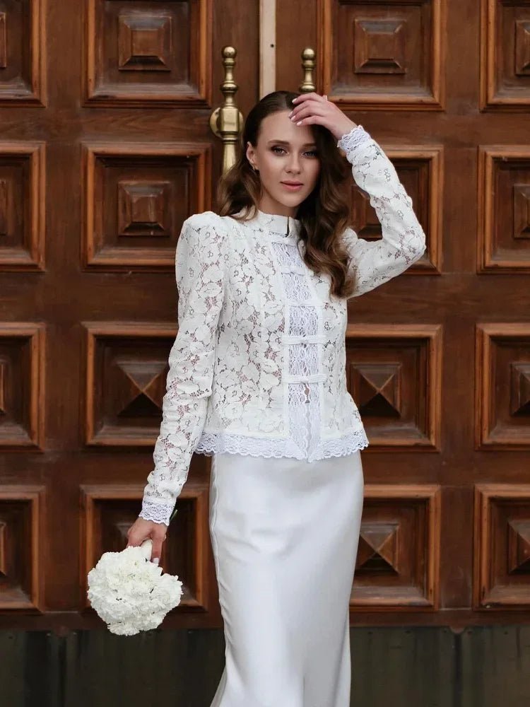 SOERA Katalina Puff Sleeve Lace Blouse - Tops - 1005010356871983-;IK1771494648610093426 White M