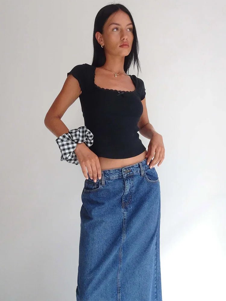 SOERA Liberty Lace Trim Crop Top - Tops - 1005007792383313-;kx1771839650733638242 Black M