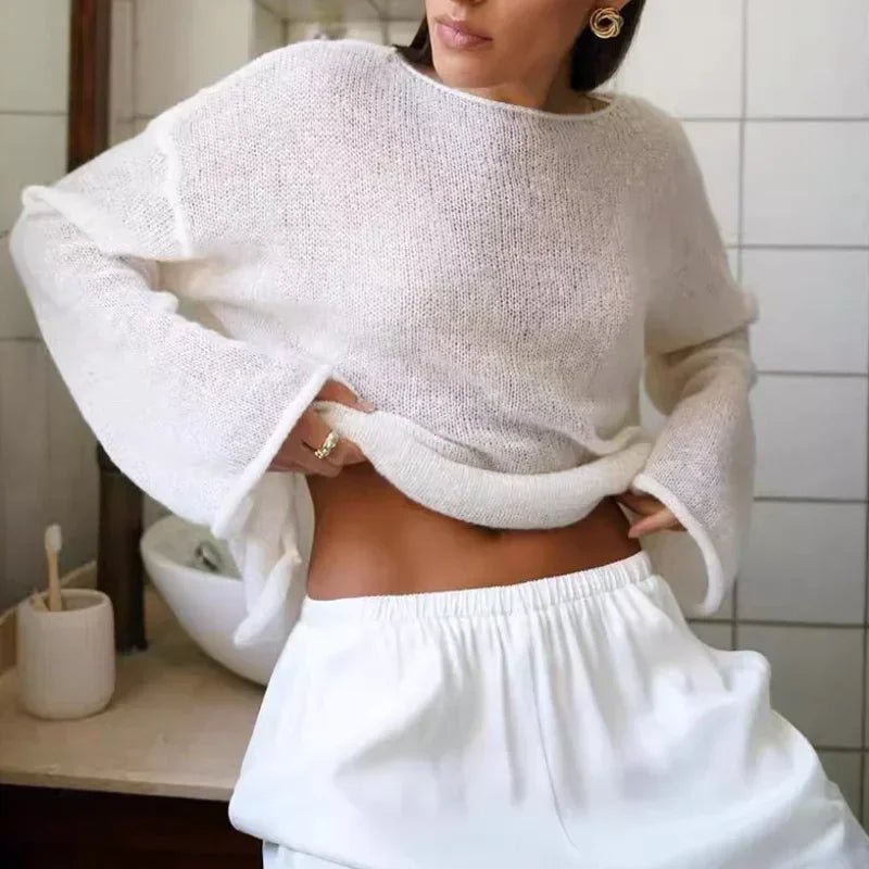 SOERA Lilian Sheer Loose Pullover - Tops - 3256807685601058-;Xn1763882015877429167 White M