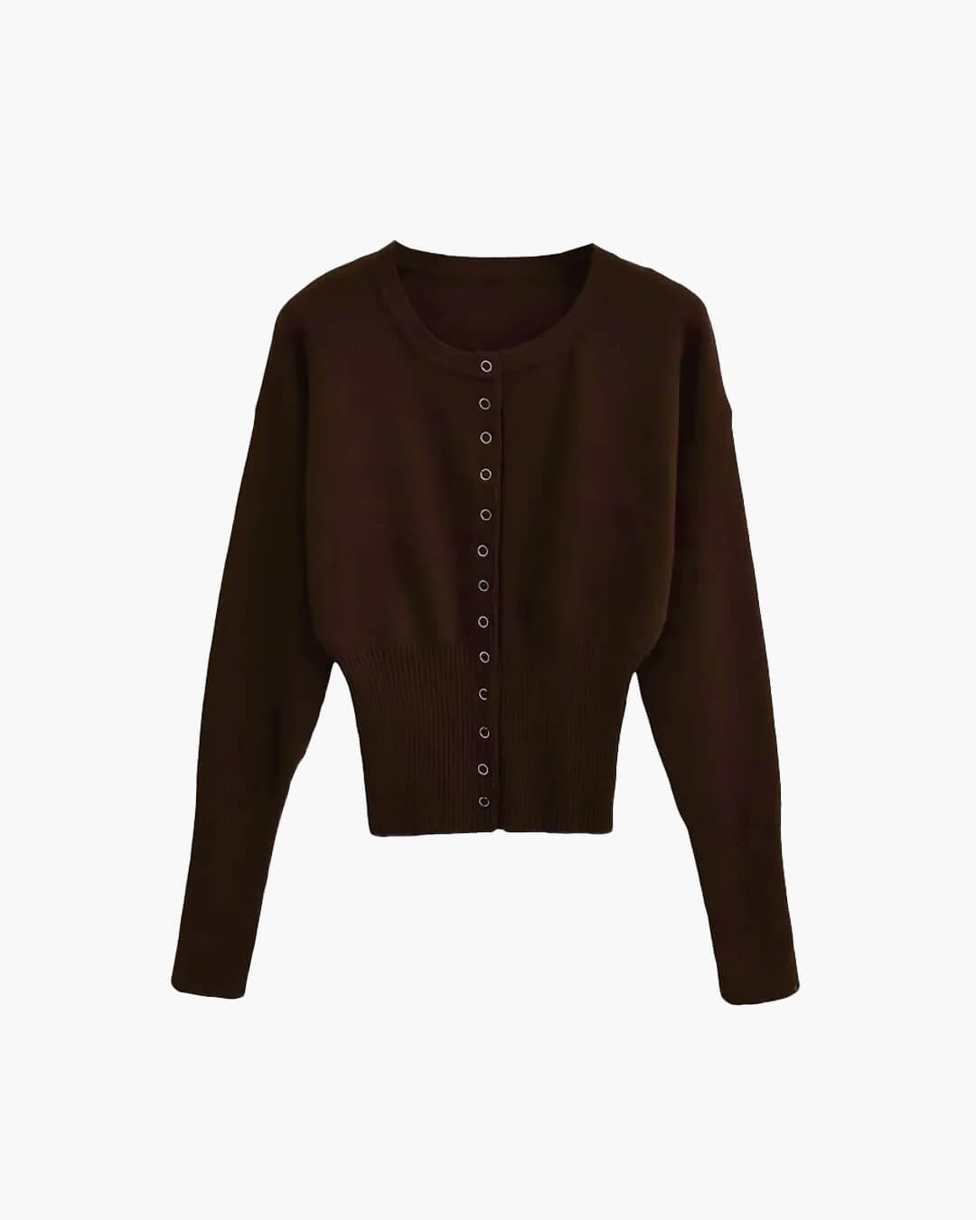 SOERA Shelly Snap Button Knit Cardigan - Tops - 1005008470676796-;SV1761640573849134725 Brown S