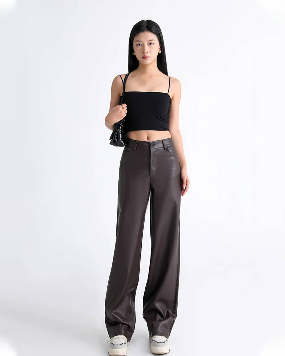 SOERA Giselle High Waisted Leather Pants - Trousers - 1005009872666185-;Pt1762998399401348090 Coffee XS