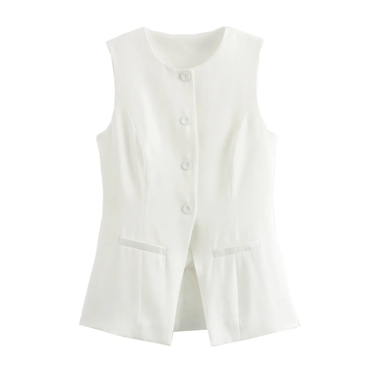 SOERA Priya Button-Up Vest Top - Vest -  White XS