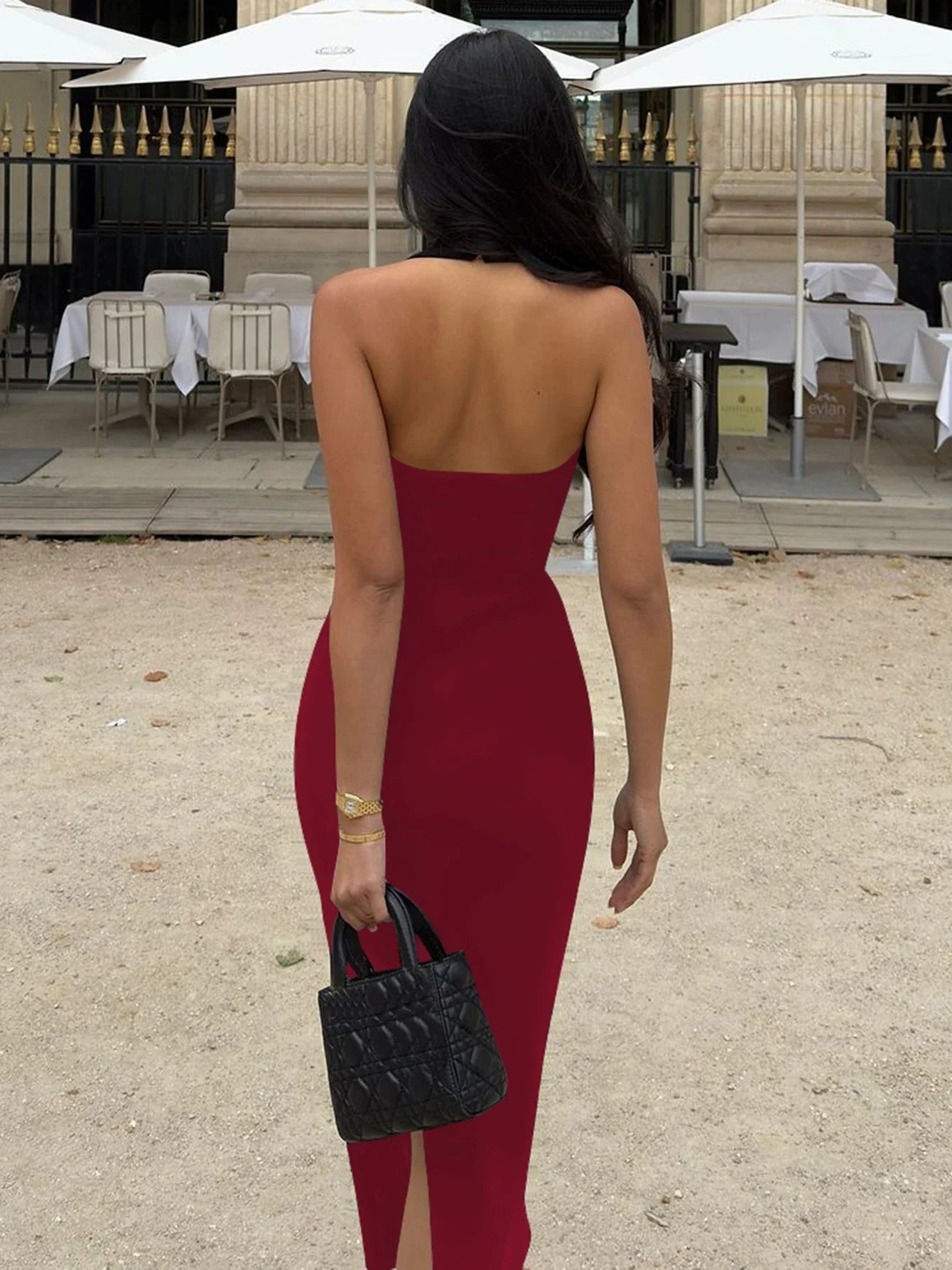 SOERA Yasmin Halter Neck Bodycon Maxi Dress - Dress - SOERA-151427-RED-M-60835 Red M